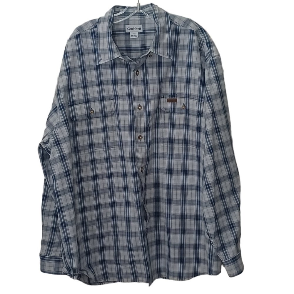 Carhartt Blue Plaid Shirt Size 2XL NWOT